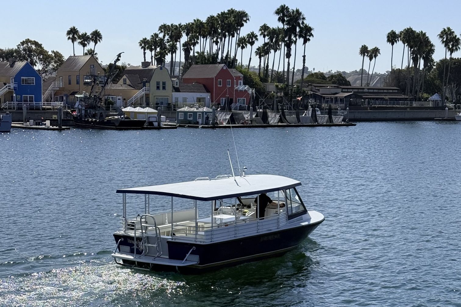 Aurora Sol passing the Marina del Rey waterfront on a private harbor cruise