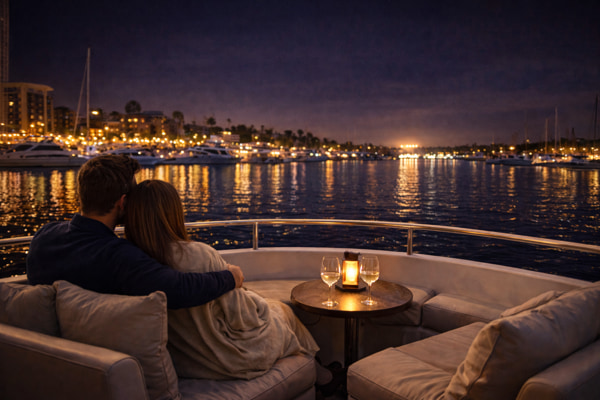 Sunset harbor cruise in Marina del Rey